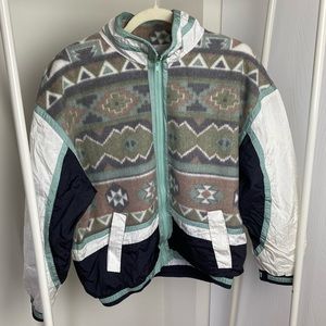 Vintage 80s 90s Southwestern Windbreaker Jacket | Size Medium